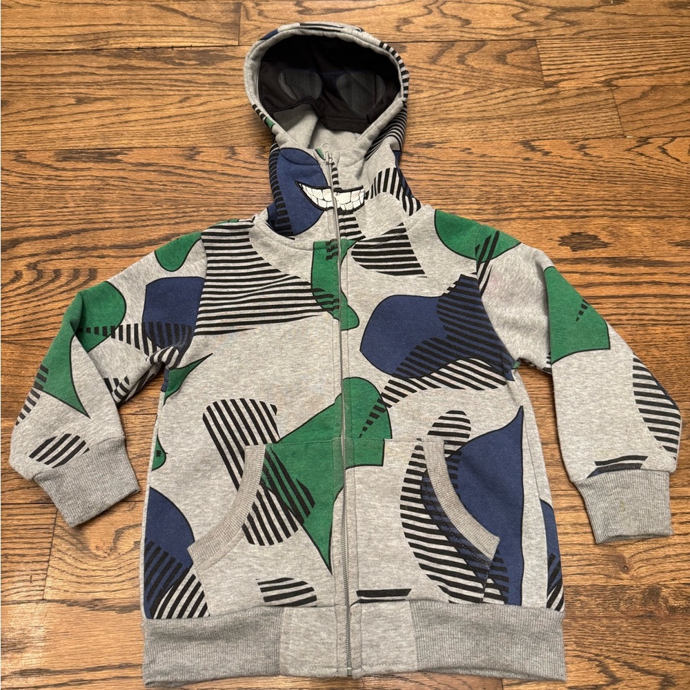 Monster Street Kids Zip-Up Hoodie with Built-In Face Mask | Size 4 Graphic Print